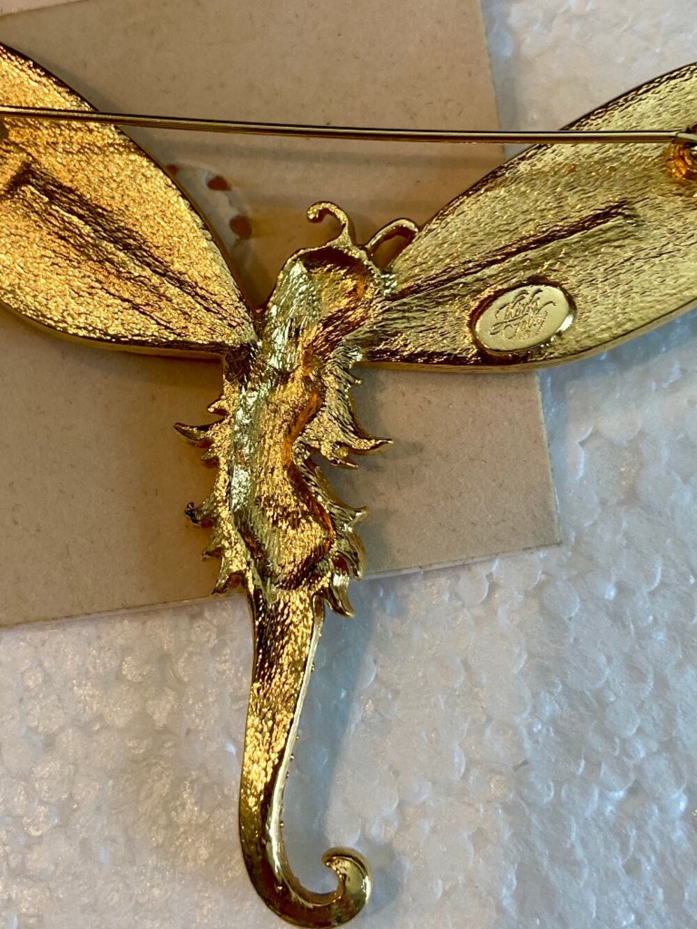 KIRKS FOLLY SIGNED/VERY RARE DRAGONFLY FAIRY BROOCH W/AMAZING DETAILS-SEE NOW - Picture 3 of 7